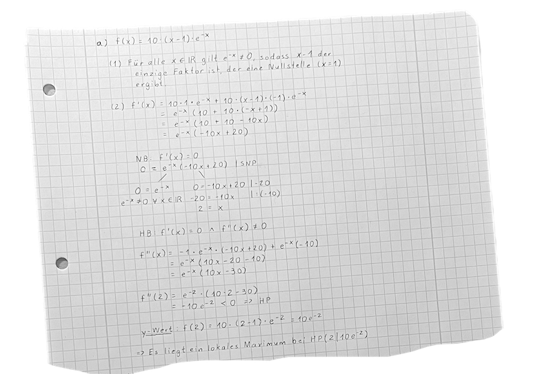 A sheet of graph paper with mathematical equations