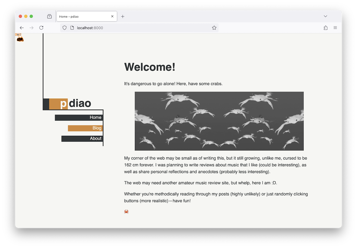 Home page of my previous website
